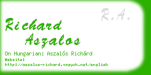 richard aszalos business card